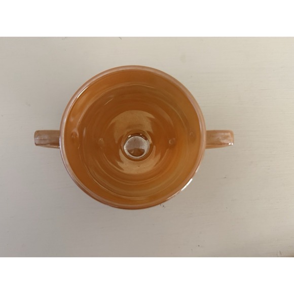 Vintage Fire King Peach Lustre Laurel Leaf Sugar Bowl - Picture 5 of 8